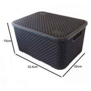CESTO ORGANIZADOR RATTAN COM TAMPA 32,4X22X15 em Joanópolis SP
