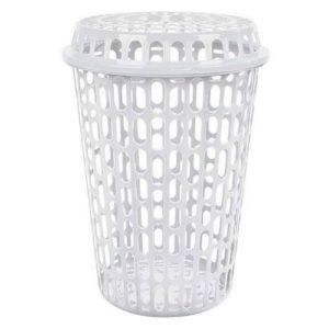 CESTO PARA ROUPA TELADO REDONDO BRC 60 LTS COM TAMPA