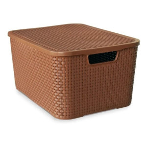 ORGANIZADOR RATTAN COM TAMPA MARROM 15LTS