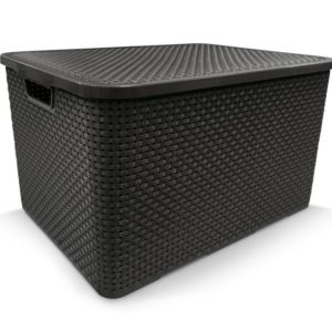 ORGANIZADOR RATTAN COM TAMPA PRETO 20LTS