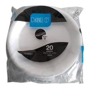 PRATO DE ISOPOR DARNEL 26 26CM COM20 PARAREFEIÇÃO (CX COM24 PCT)